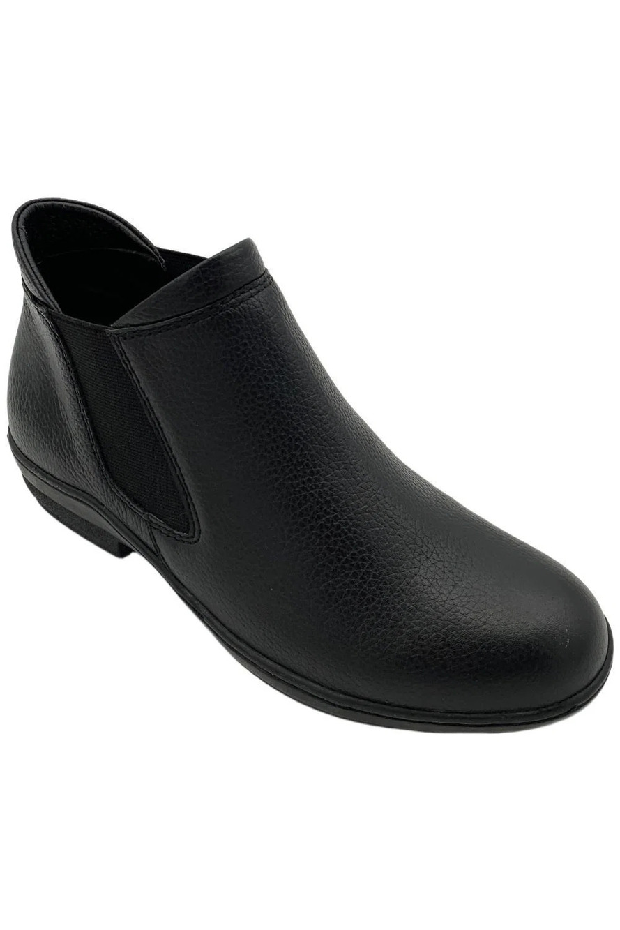 David Tate Women's London Leather Ankle Bootie Black - Wide